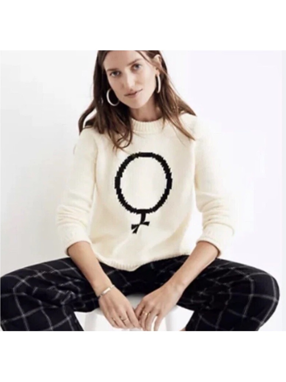 Madewell x Girls Inc Keaton Female Symbol Alpaca Blend Graphic Sweater XS Cream